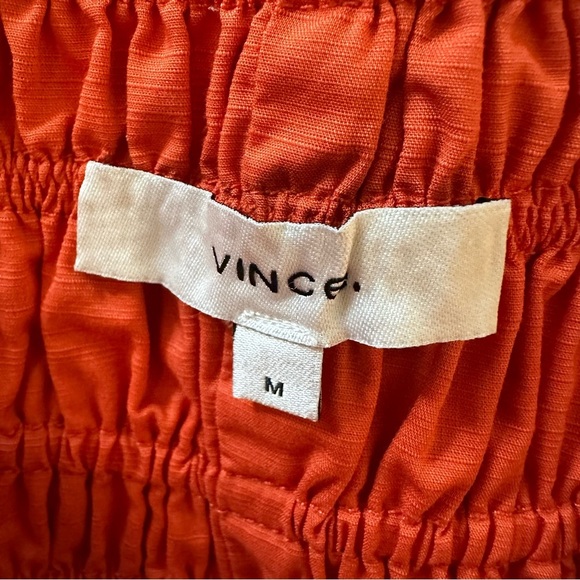 Vince Smocked Culotte High Waist Pull On Wide Leg Pants Orange Size Medium - Picture 2 of 5